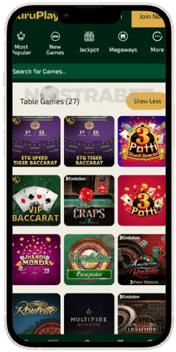 GuruPlay Table Games on iOS