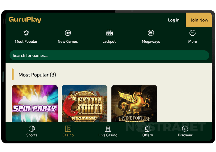 GuruPlay Mobile Version Tablet
