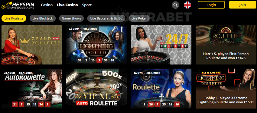 heyspin casino live games