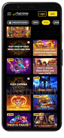 heyspin casino mobile version