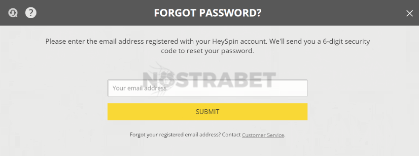 heyspin forgot password