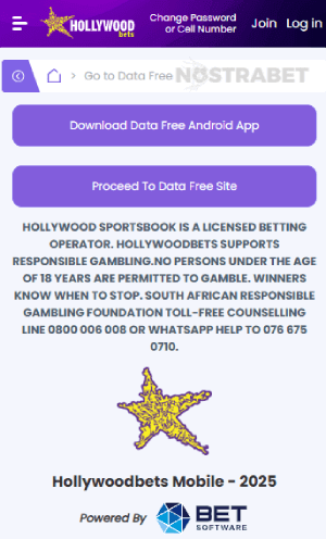 hollywoodbets datafree login