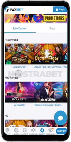 indibet android app live casino