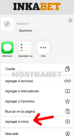 Inkabet añadir a pantalla de inicio iOS