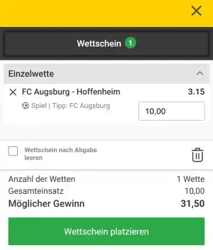 Interwetten Wettschein für Mobilgeräte
