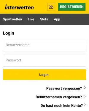 Interwetten Mobile-Login