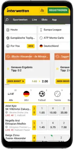 Interwetten mobile Version