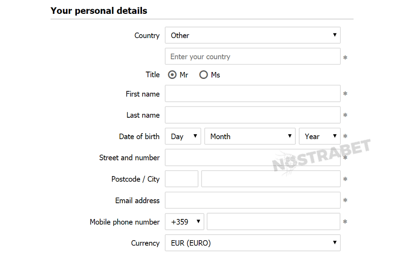 Interwetten signup personal details