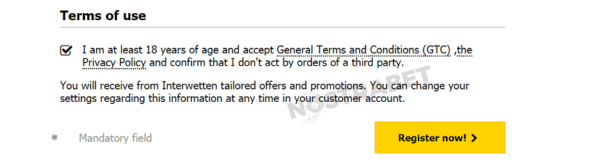 Interwetten registration signup terms