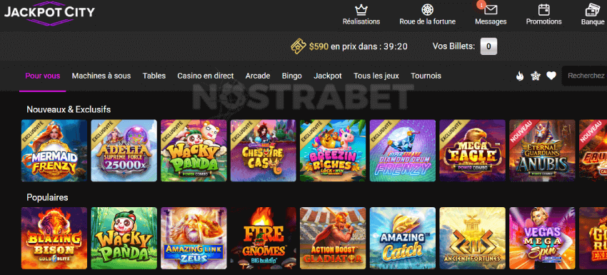 Jackpot city jeux de casino