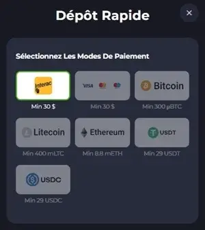 jeetcity casino méthodes de dépôt