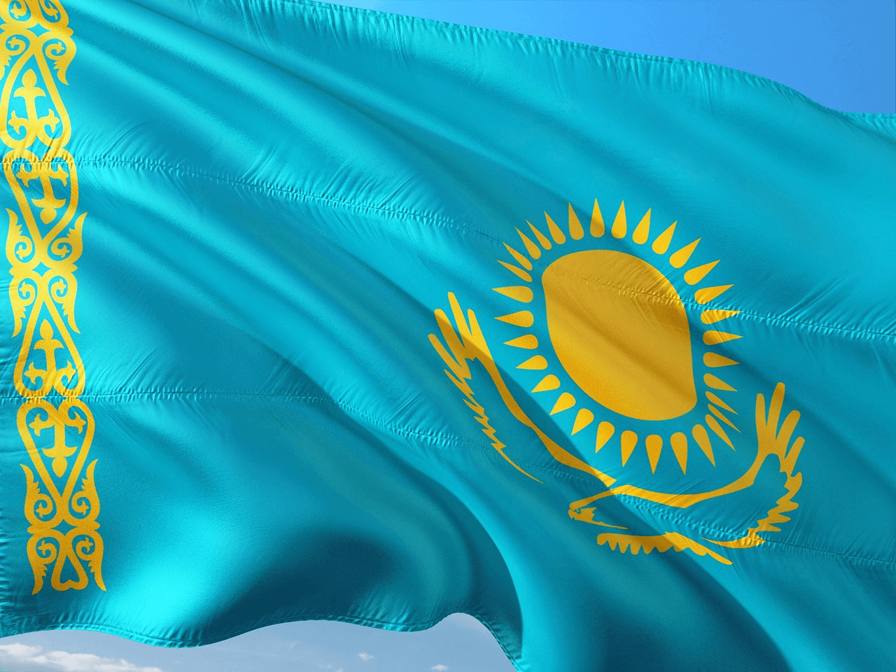 The flag of Kazakhstan