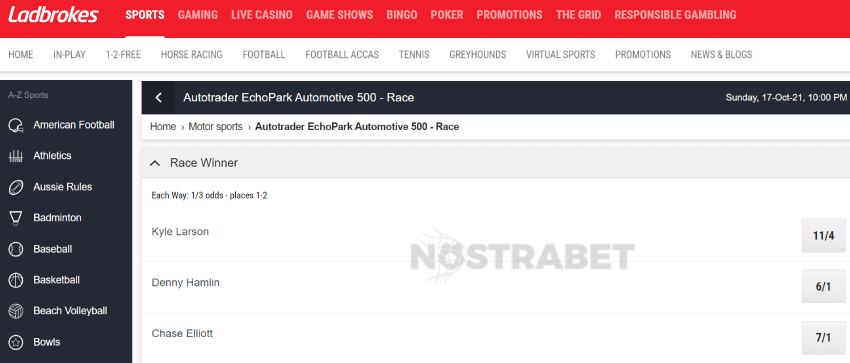 ladbrokes motor sports betting