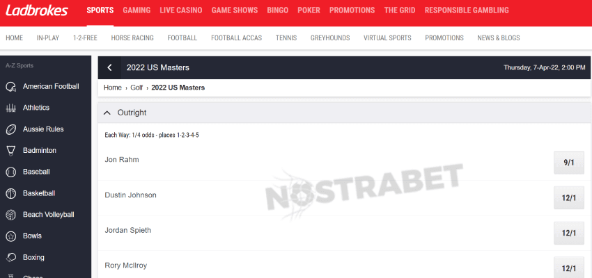 ladbrokes us masters betting
