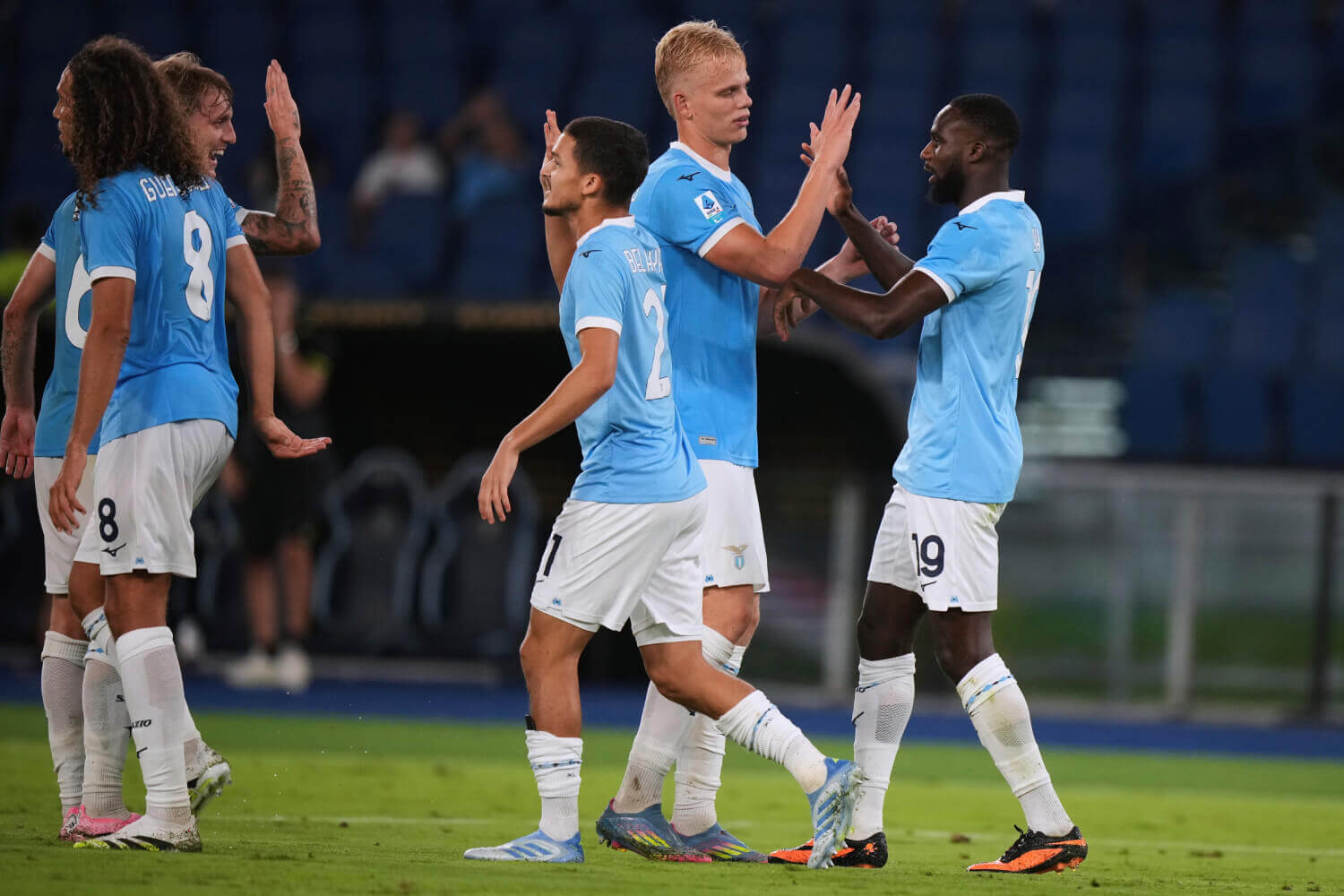 I giocatori della Lazio festeggiano