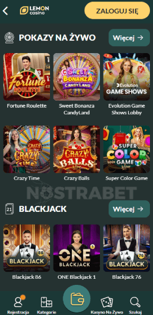 Lemon Casino Gry w kasynie na żywo