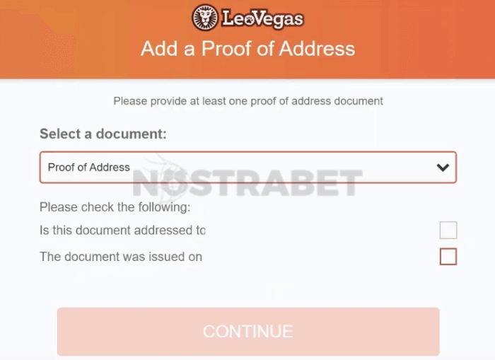 leovegas verification - proof of address