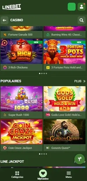 jeux de casino linebet