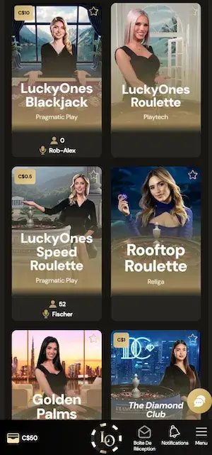 casino en direct luckyones