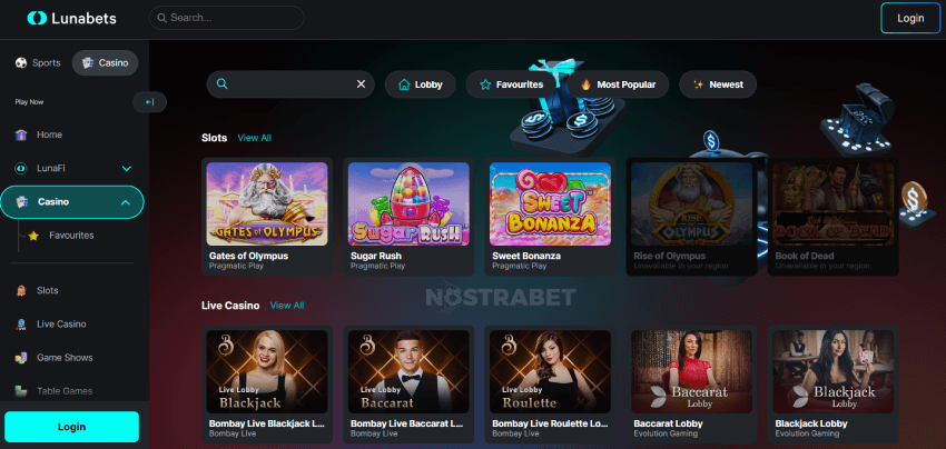 Lunabets Casino Games
