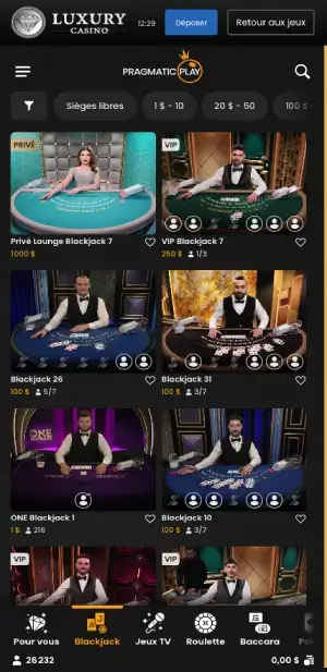 Luxury Casino croupiers en direct mobile