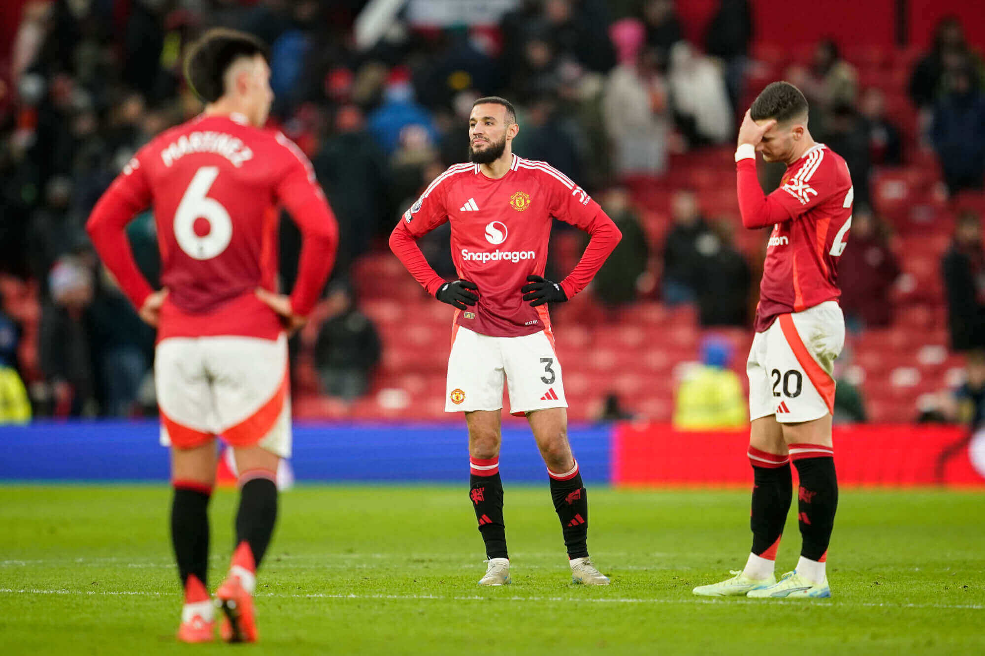 Jogadores do Man United - Mazraoui, Dalot, Martinez