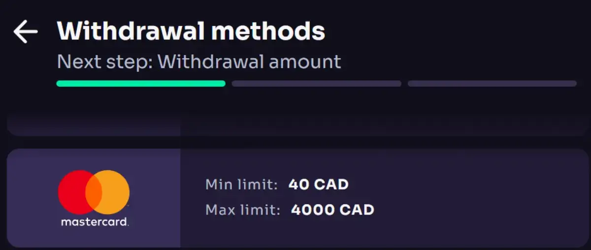 Mastercard casino withdrawals