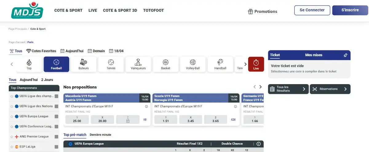MDJS sports page d'accueil