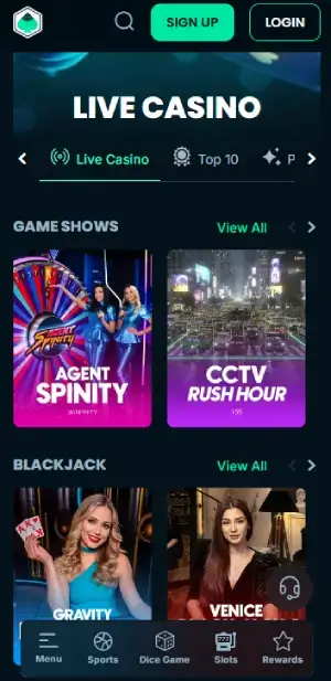 mega dice live casino