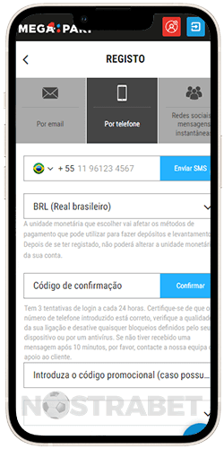 MegaPari iOS Registro