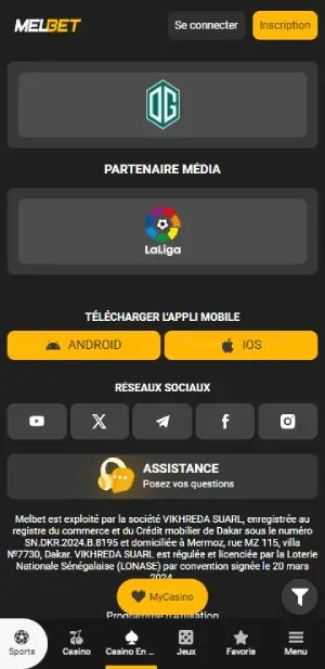 Téléchargement de l'application Melbet pour Android
