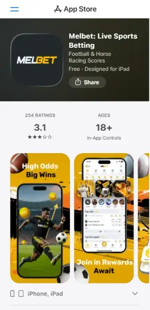 Téléchargement de l'application Melbet pour iOS