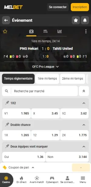 Melbet sports en direct