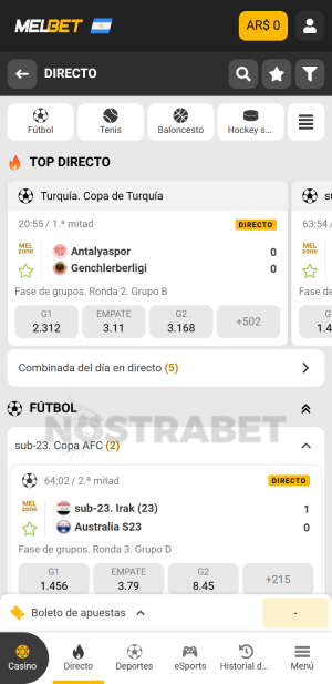 Melbet apuestas en vivo movil