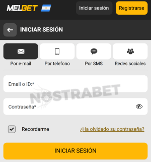 Melbet iniciar sesión movil