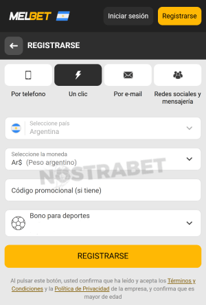 Melbet registro movil
