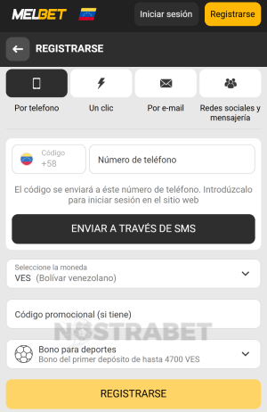 Melbet registro movil