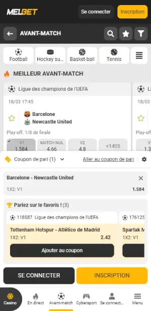 Melbet place un pari