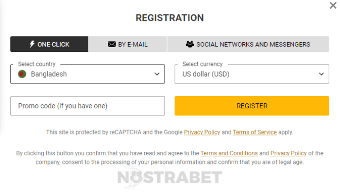 melbet registration options