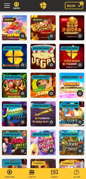 micasino juegos página principal