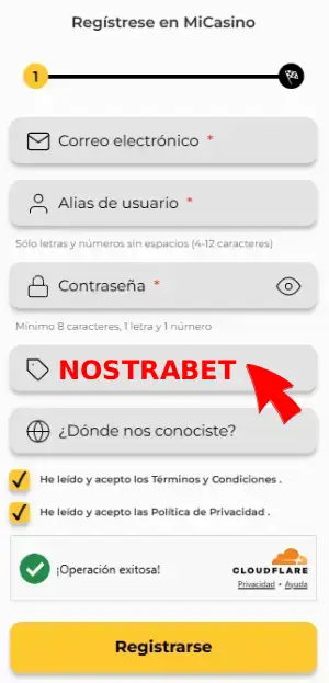 pasos de registro de micasino