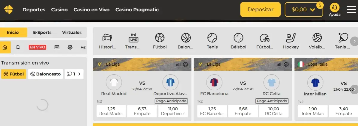 micasino página de inicio de deportes