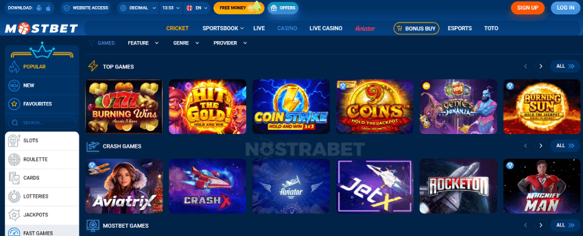 Mostbet casino games