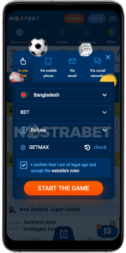 Mostbet registration on android