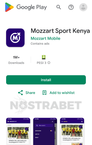 Mozzart Android app download