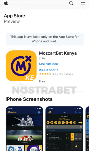 Mozzart iOS app download