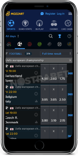 Mozzart Football on iOS