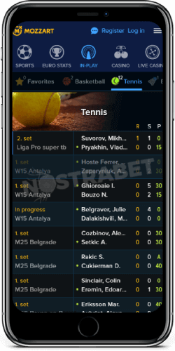 Mozzart Live Sports on iOS