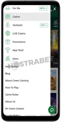 mrgreen casino android app navigation
