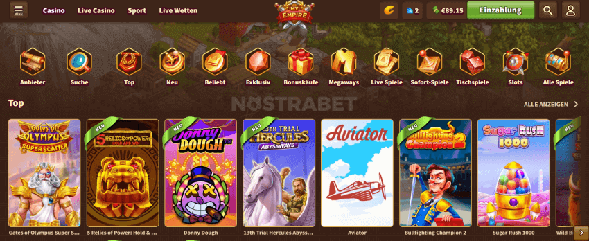 MyEmpire Casino Spielangebot